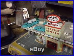 Rare! W@w Toy Vintage Metal Marx Service Gas Station With Cars With Box
