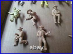 Rare light yellow Marx Figures Western Town Playset 60mm Jail Hotel Side cowboys