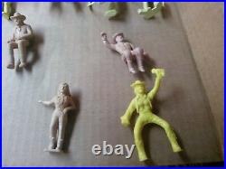 Rare light yellow Marx Figures Western Town Playset 60mm Jail Hotel Side cowboys