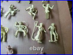 Rare light yellow Marx Figures Western Town Playset 60mm Jail Hotel Side cowboys