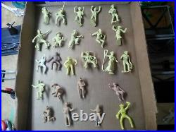 Rare light yellow Marx Figures Western Town Playset 60mm Jail Hotel Side cowboys