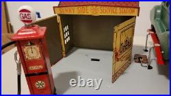 Restored Marx Sunny Side Service Station 1930s with 1930s Marx Lincoln Zypher