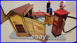 Restored Marx Sunny Side Service Station 1930s with 1930s Marx Lincoln Zypher