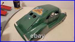 Restored Marx Sunny Side Service Station 1930s with 1930s Marx Lincoln Zypher