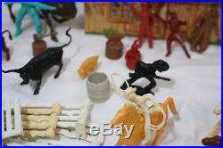 Roy Rogers Double R Bar Ranch Vintage Marx Playset Fence Figures Horses Cowboys