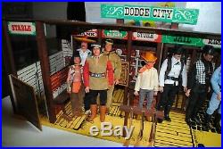 The Lone Ranger Rides Again Dodge City Playset -complete With 8 Figures