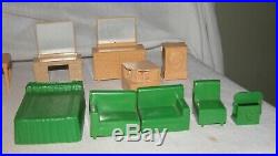 Tin Litho Ranch Doll House Marx Toys L Shaped with Period Furniture