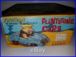 Tin friction Marx Flintstone Cars litho windup playset Barney Rubble auto RARE