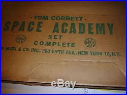 VINTAGE 1950'S MARX TOM CORBETT SPACE ACADEMY TIN LITHO PLAYSET WithORIG. BOX NMINT