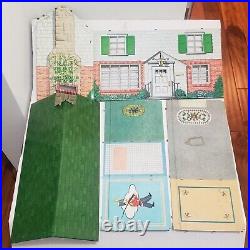 VINTAGE 1950's LOUIS MARX CANADA EDITION METAL DOLL HOUSE GREEN ROOF RARE withBOX