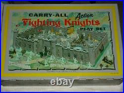 VINTAGE 1960s MARX CARRY ALL FIGHTING KNIGHTS ACTION PLAYSET MANY PARTS