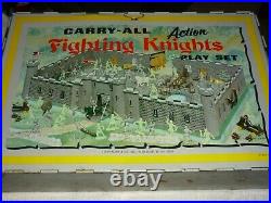 VINTAGE 1960s MARX CARRY ALL FIGHTING KNIGHTS ACTION PLAYSET MANY PARTS