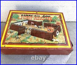 VINTAGE 1968 Marx Carry-All Action Fort Apache Play Set 4685 Cowboys Indians