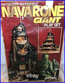 VINTAGE 1977 WWII NAVARONE GIANT PLAY SET MARX TOYS With FIGURES TANKS BOX #4302