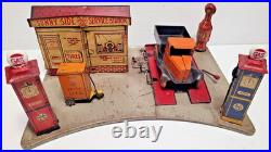 VINTAGE MARX SUNNY SIDE SERVICE STATION WithDUMP TRUCK