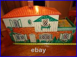 VINTAGE MARX TIN LITHO DOLL HOUSE PLAYSET 2 Story 28 by 12