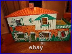 VINTAGE MARX TIN LITHO DOLL HOUSE PLAYSET 2 Story 28 by 12