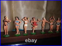 VINTAGE Marx American Beauties (hand painted by orig. Owner) with LYING DOWN NUDE