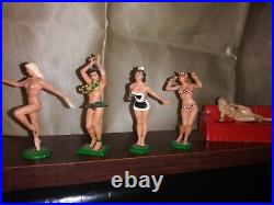 VINTAGE Marx American Beauties (hand painted by orig. Owner) with LYING DOWN NUDE