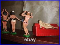 VINTAGE Marx American Beauties (hand painted by orig. Owner) with LYING DOWN NUDE