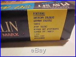 VINTAGE RARE 1950s, MARX 20 MINUTES TO BERLIN MINIATURE PLAYSET WithBOX