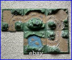 VINTAGE RARE Marx 1964 Battleground Terrain (5) 12x12 Plastic Bases Army Painted