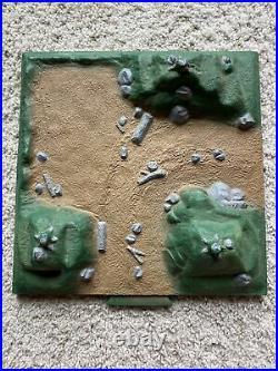 VINTAGE RARE Marx 1964 Battleground Terrain (5) 12x12 Plastic Bases Army Painted