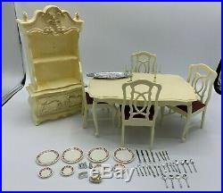 VINTAGE SINDY DINING ROOM PLAYSET TABLE CHAIRS And Accessories Marx Toys