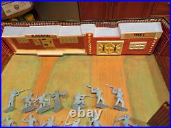 VIntage 1968 Marx Fort Apache Tin Litho Carry-All Play Set #4685 with Accessories