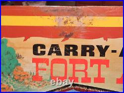 VIntage 1968 Marx Fort Apache Tin Litho Carry-All Play Set #4685 with Accessories