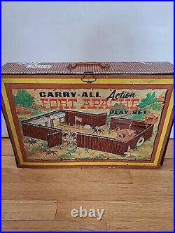 VIntage 1968 Marx Fort Apache Tin Litho Play Set #4685 with Accessories READ