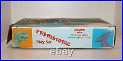 VTG 1971 Marx Dinosaurs Cavemen Prehistoric Play Set #3398 Plastic Toy USA w Box