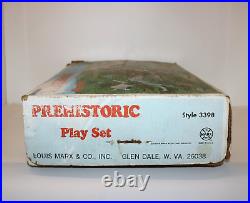 VTG 1971 Marx Dinosaurs Cavemen Prehistoric Play Set #3398 Plastic Toy USA w Box