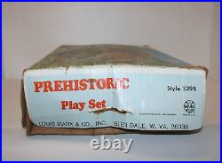 VTG 1971 Marx Dinosaurs Cavemen Prehistoric Play Set #3398 Plastic Toy USA w Box