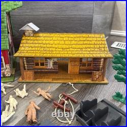 VTG 50'S Marx BAR-M-RANCH Tin Litho Log Cabin LAZY DAY FARM Set 99+ Accessories