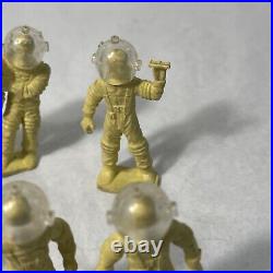 VTG 6 Tom Corbett Space Academy Figures Yellow Spacemen with Original Helmets