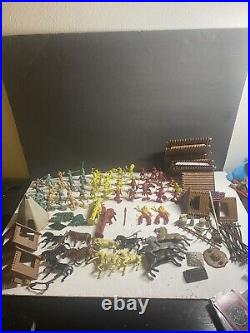 VTG MARX FORT APACHE SOLDIERS DEFENDERS/Indians/ Horses/ Play set Pieces 100 +