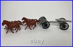 VTG Marx Civil War Caisson with Extension Firing Cannon Brown Horses Cannon Balls