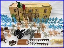 VTG Original Marx Davy Crockett At The Alamo Playset Shako & Round Mexican Army