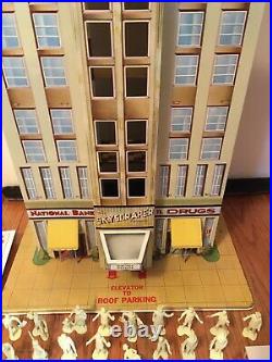 Very Rare 1950's Marx Skyscraper Building Tin Toy Playset with Accessories