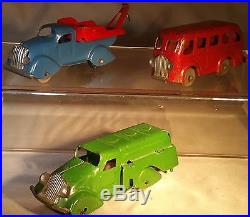 Very Rare Marx Pressed Steel 24 Service Station with Bus, Wrecker, Fuel Truck