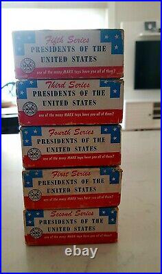 Vintage 1950's 5 Series Set IOB Marx Toys Minature Presidents of the US