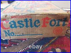 Vintage 1950's Louis Marx Medieval Castle Fort with Box stamped No. 4710