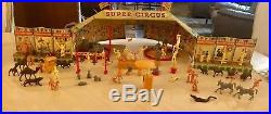 Vintage 1950's MARX SUPER CIRCUS Play Set with Tent, Side Show, Characters, Box