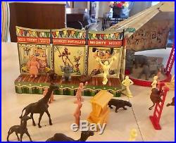 Vintage 1950's MARX SUPER CIRCUS Play Set with Tent, Side Show, Characters, Box