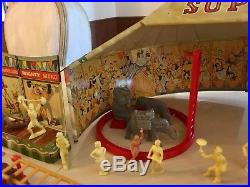 Vintage 1950's MARX SUPER CIRCUS Play Set with Tent, Side Show, Characters, Box