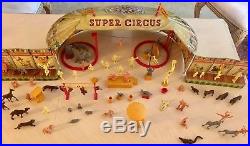 Vintage 1950's MARX SUPER CIRCUS Play Set with Tent, Side Show, Characters, Box