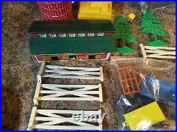 Vintage 1950's Marx Lazy Day Farm Tin Barn with Lots of Nice Accessories