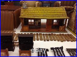 Vintage 1950's Marx Tin Litho Bar-m-ranch Cabin Play Set With Accessories