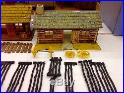 Vintage 1950's Marx Tin Litho Bar-m-ranch Cabin Play Set With Accessories